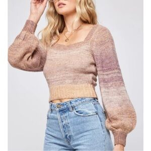 l*space Multicolor Ombre Scoop Neck Cropped Sweater